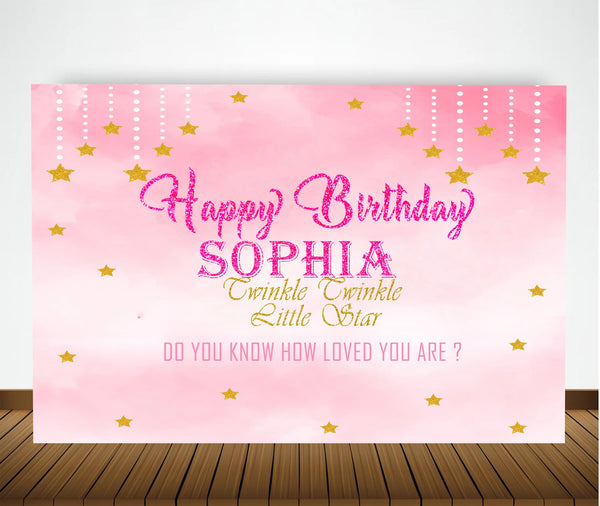 Twinkle Twinkle Little Star Birthday Party Personalized Backdrop.