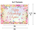 Butterflies & Fairies Theme Birthday Party Personalized Backdrop.