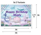 Mermaid Theme Birthday Party Personalized Backdrop.