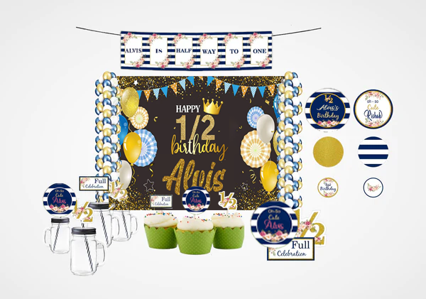 Half Birthday Boys Theme Complete Personalize Party Kit