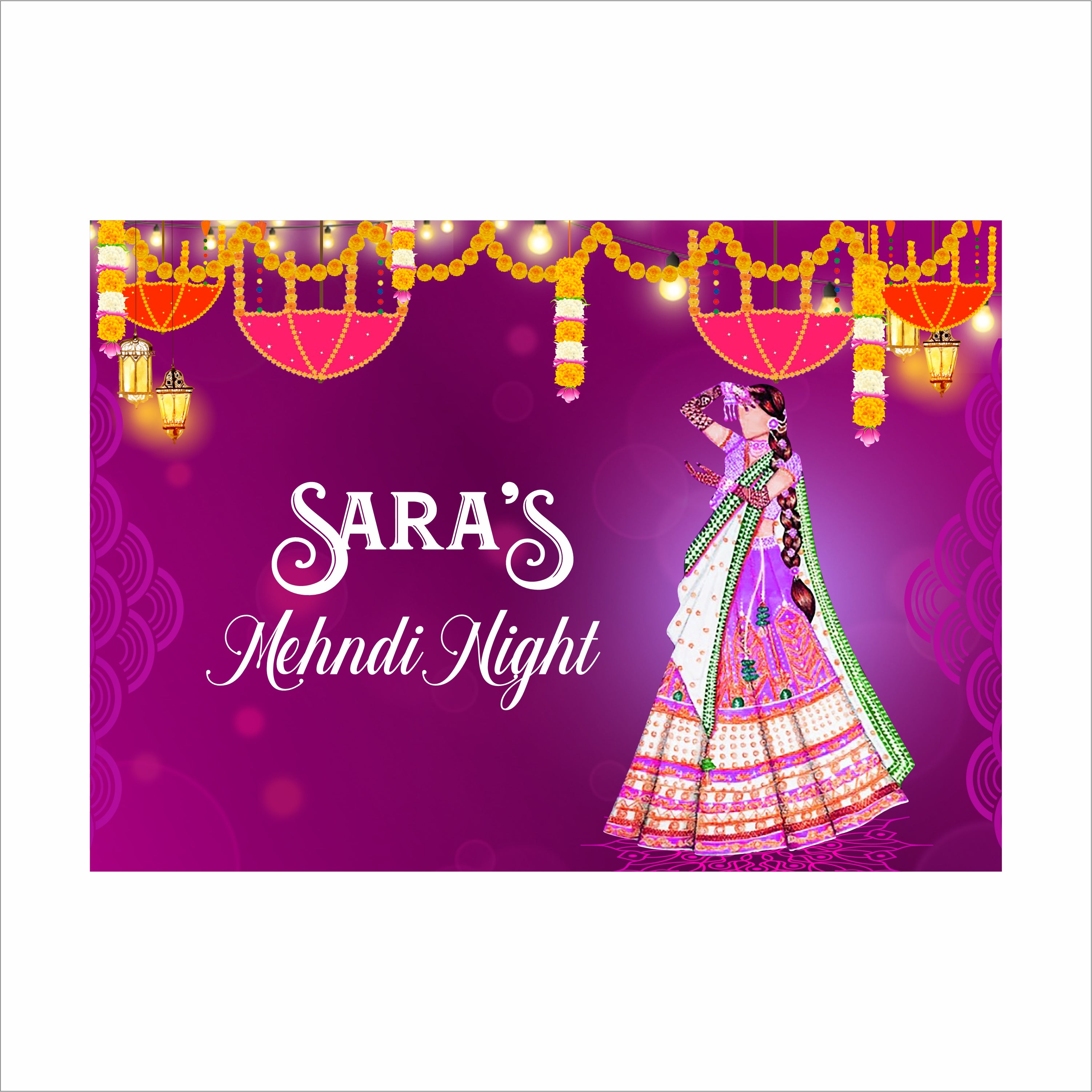 Mehndi Ceremony Personalized Backdrop.