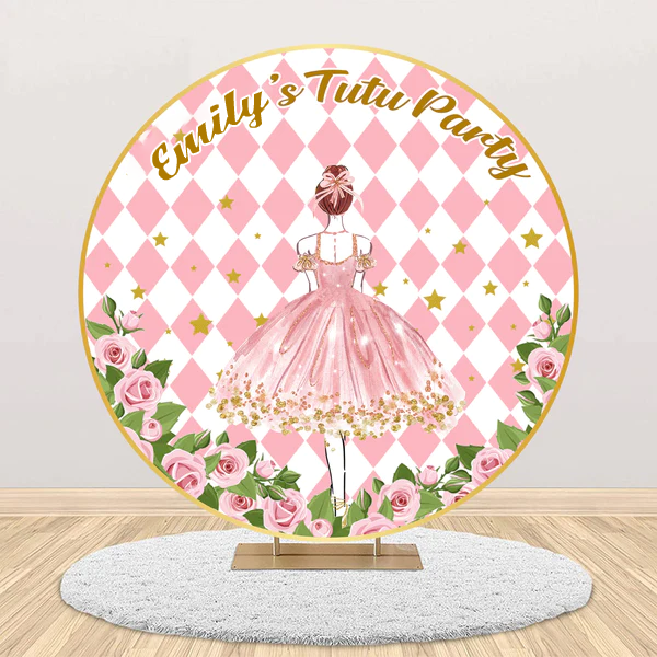 Ballerina Theme Birthday Party Round Backdrop