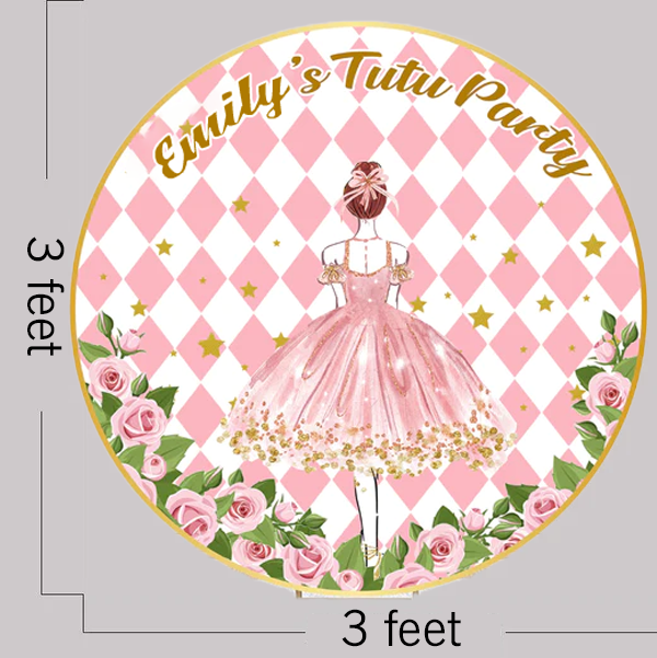 Ballerina Theme Birthday Party Round Backdrop