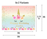 Unicorn Theme Birthday Party Personalized Backdrop.