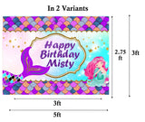 Mermaid Theme Birthday Party Personalized Backdrop.