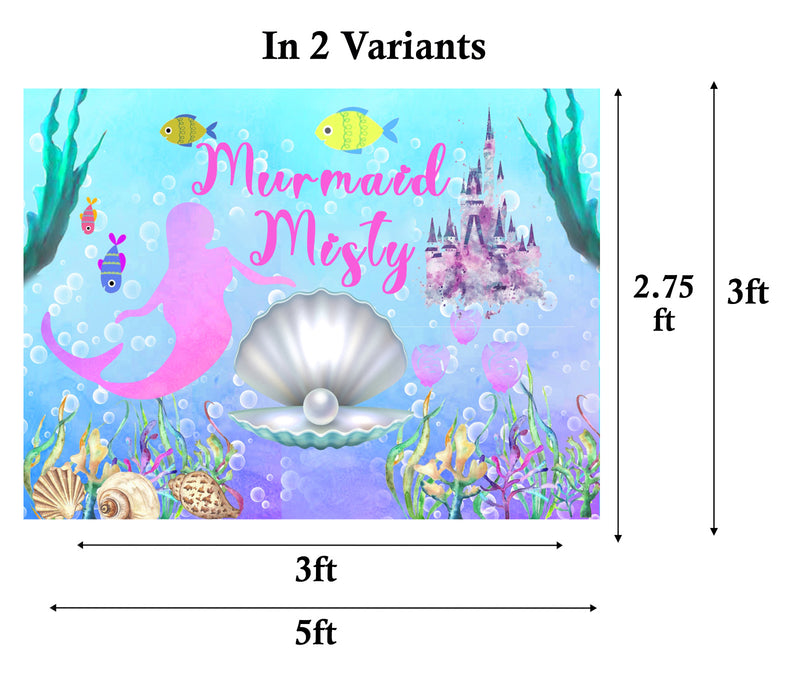 Mermaid Theme Birthday Party Personalized Backdrop.