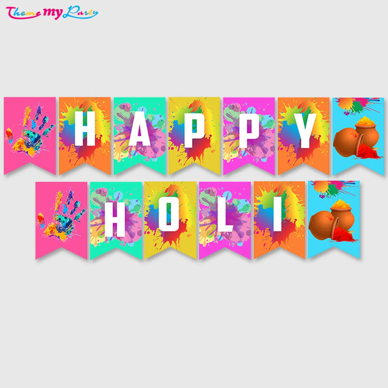 Holi Party Pack with Banner , Photo Booth and Props Set