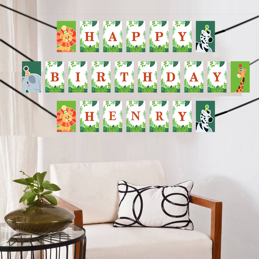 Jungle Safari Theme Birthday Party Banner for Decoration