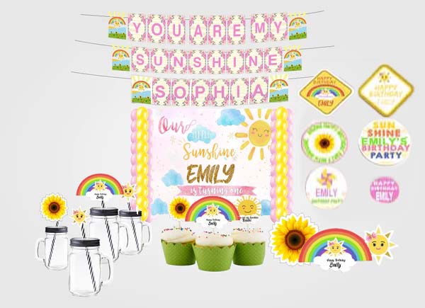 Sunshine Theme Birthday Complete Personalize Party Kit