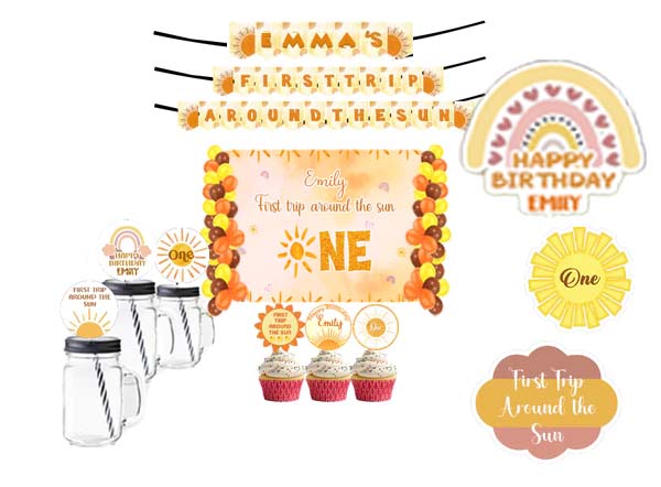 First Trip Around The Sun Theme Birthday Complete Personalize Party Kit