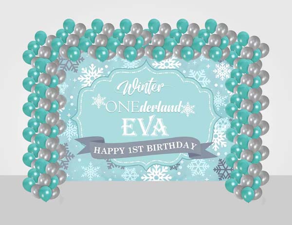 Winter Wonderland Theme  Birthday Party Decoration Kit With Personalized Backdrop.