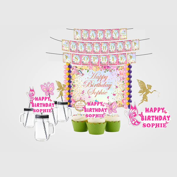 Butterflies & Fairies Theme Birthday Complete Personalize Party Kit