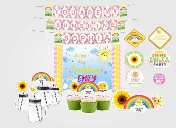 Sunshine Theme Birthday Complete Personalize Party Kit