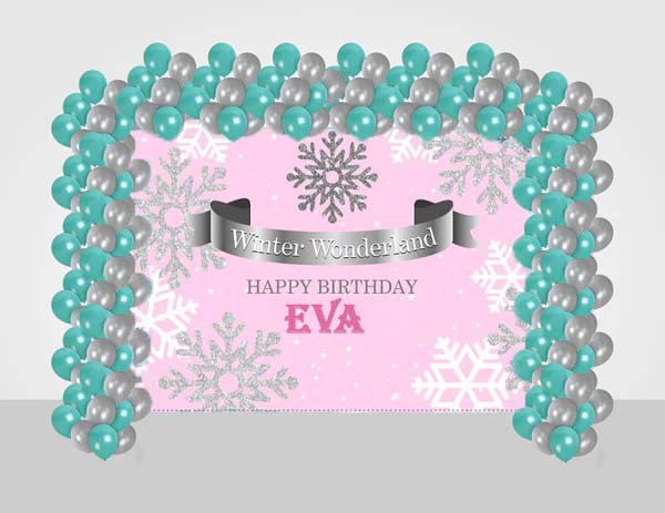 Winter Wonderland Theme  Birthday Party Decoration Kit With Personalized Backdrop.