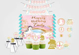 Unicorn Theme Birthday Complete Personalize Party Kit