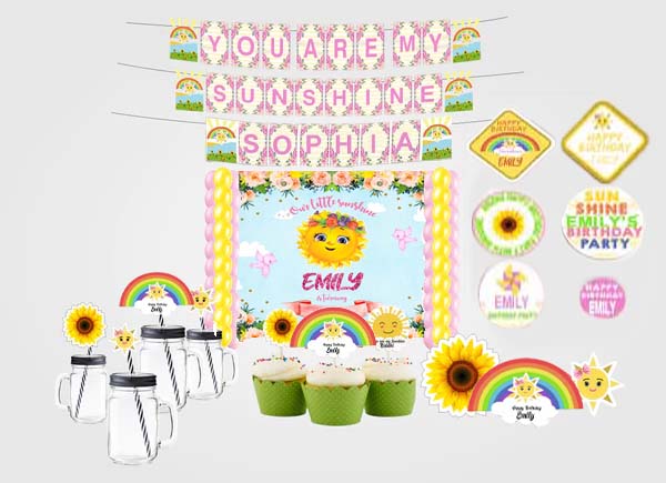 Sunshine Theme Birthday Complete Personalize Party Kit