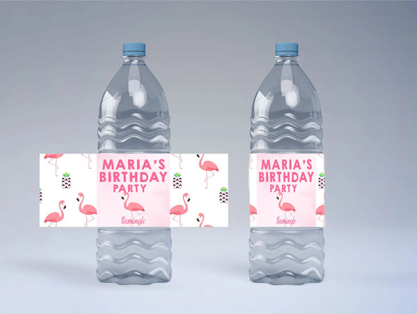 Flamingo Theme Water Bottle Labels