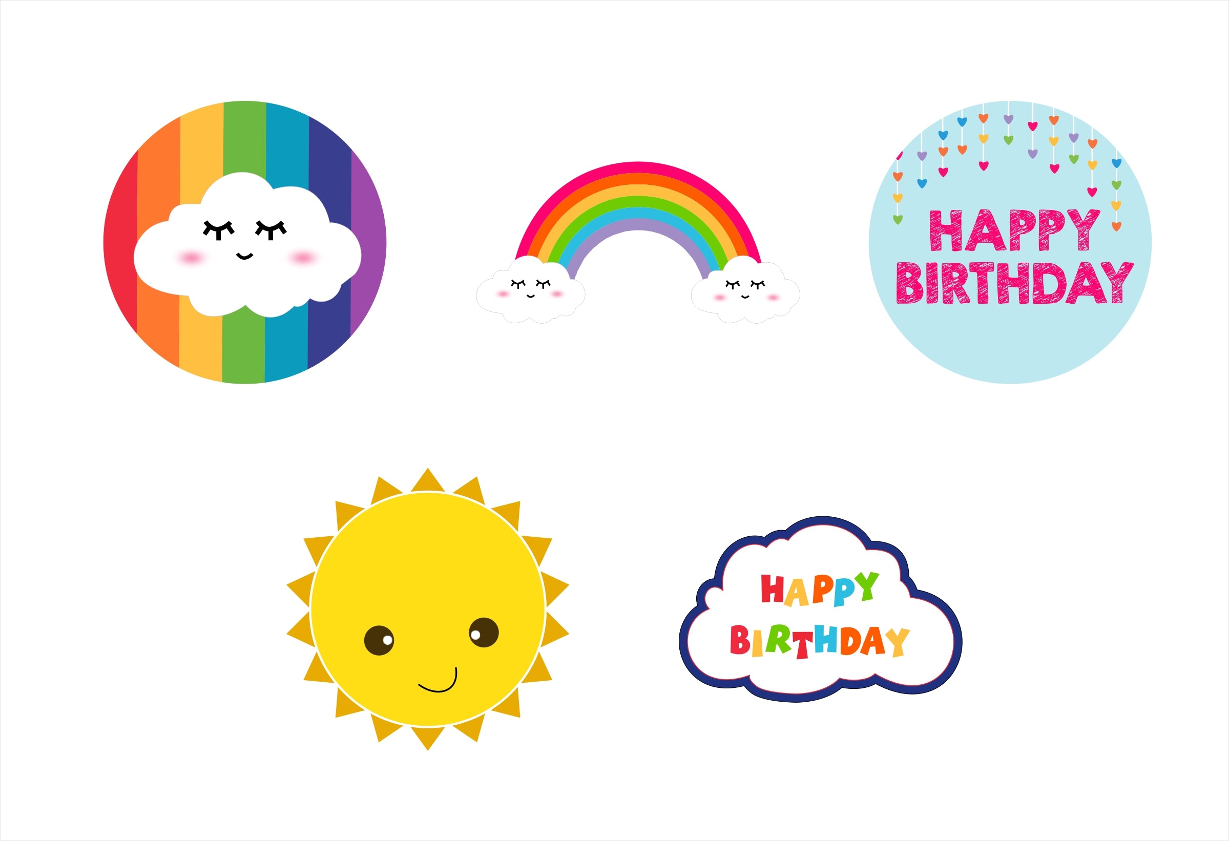 Rainbow Theme Birthday Party Cake Topper /Cake Decoration Kit