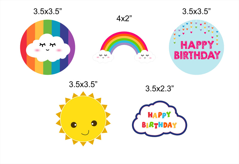 Rainbow Theme Birthday Party Cake Topper /Cake Decoration Kit