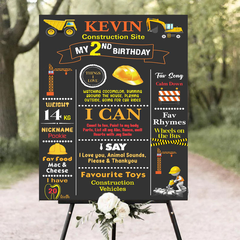 Construction Theme Customized Kid's Milestone Sign/Board