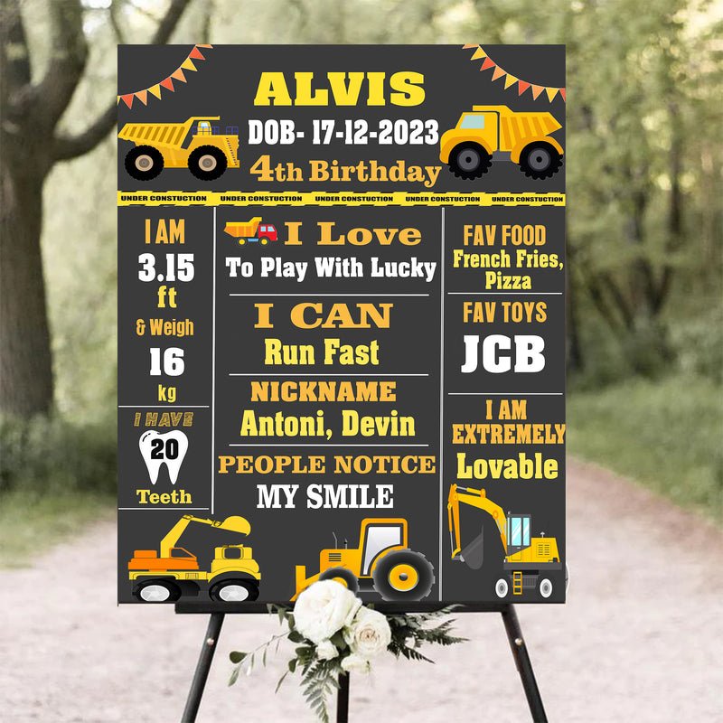 Construction Theme Birthday Customized Milestone Poster /Sign Board