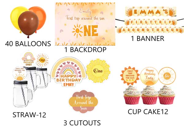 First Trip Around The Sun Theme Birthday Complete Personalize Party Kit