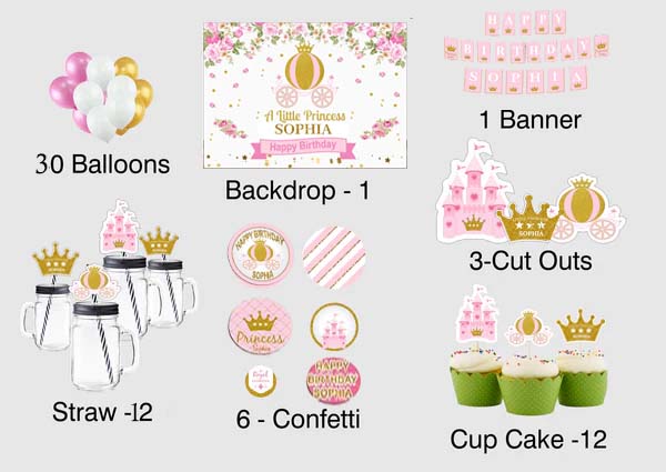 Princess Theme Birthday Complete Personalize Party Kit