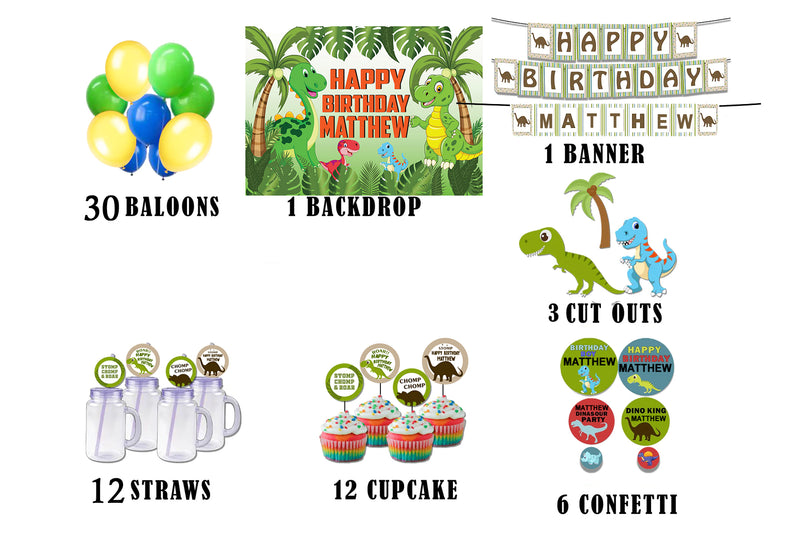 Dinosaur Theme Birthday Complete Personalize Party Kit