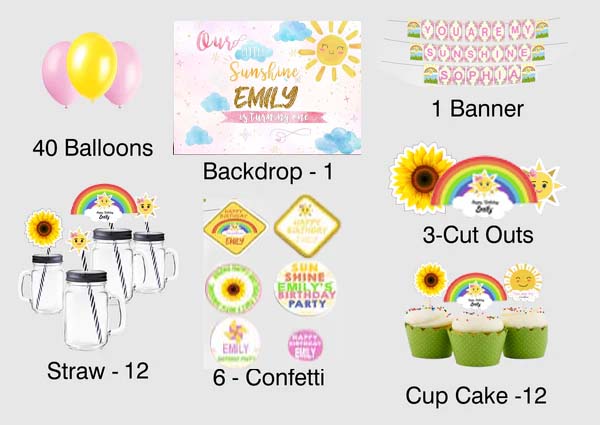 Sunshine Theme Birthday Complete Personalize Party Kit