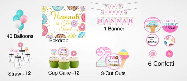 Two Sweet Birthday Complete Personalize Party Kit