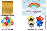 Rainbow Theme Birthday Complete Party Set With Personalized Backdrop