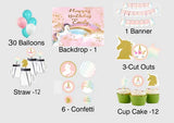 Unicorn Theme Birthday Complete Personalize Party Kit