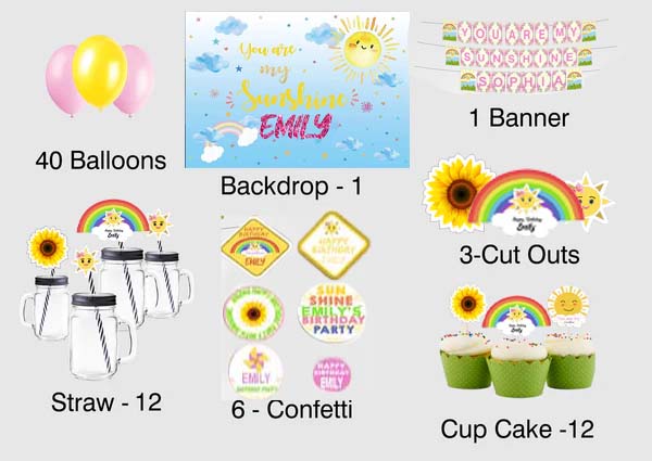 Sunshine Theme Birthday Complete Personalize Party Kit