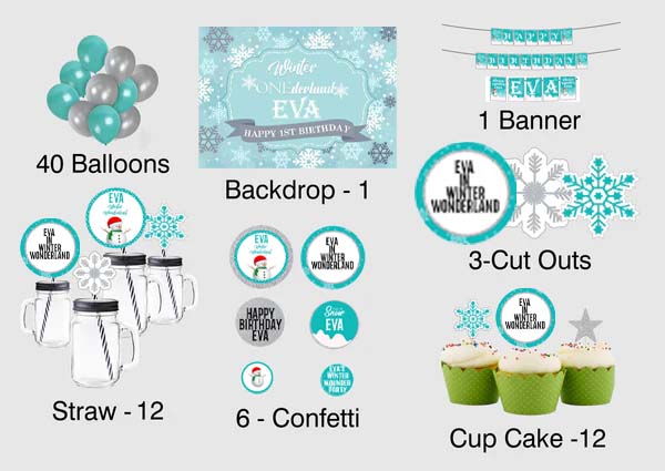 Winter Wonderland Theme Birthday Complete Personalize Party Kit