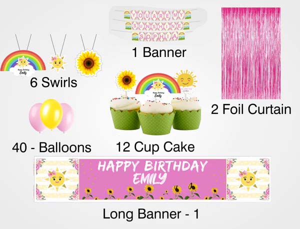 Sunshine Birthday Party Decoration Kit - Personalized