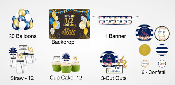 Half Birthday Boys Theme Complete Personalize Party Kit