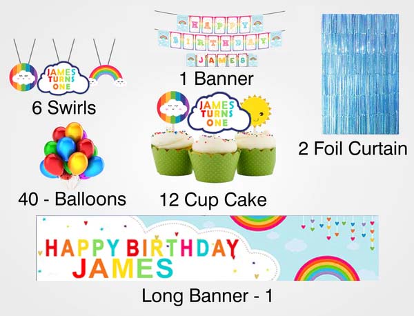 Rainbow Birthday Party Decoration Kit - Personalized