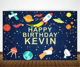 Space Birthday Party Personalized Backdrop.