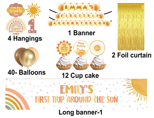 First Trip Around The Sun  Birthday Party Decoration Kit - Personalized