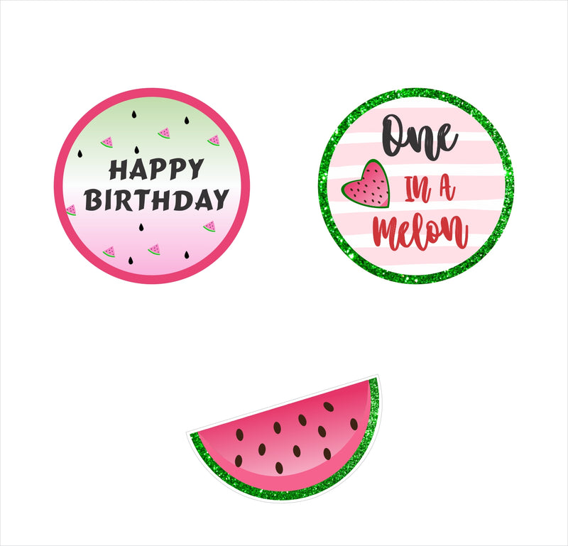 One In A Melon Birthday Party Cupcake Toppers for Decoration