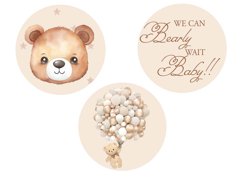 We Can Bearly Wait Theme Baby Shower Party Cupcake Toppers for Decoration