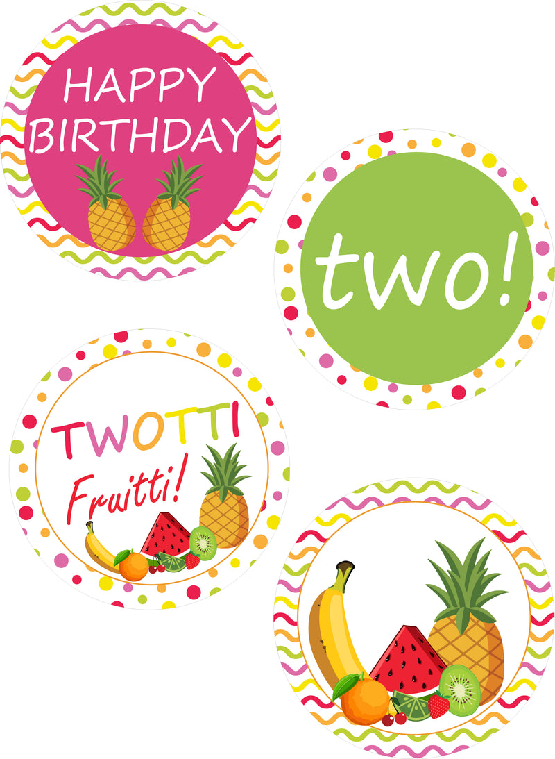 Twotti Fruity Birthday Party Cupcake Toppers for Decoration