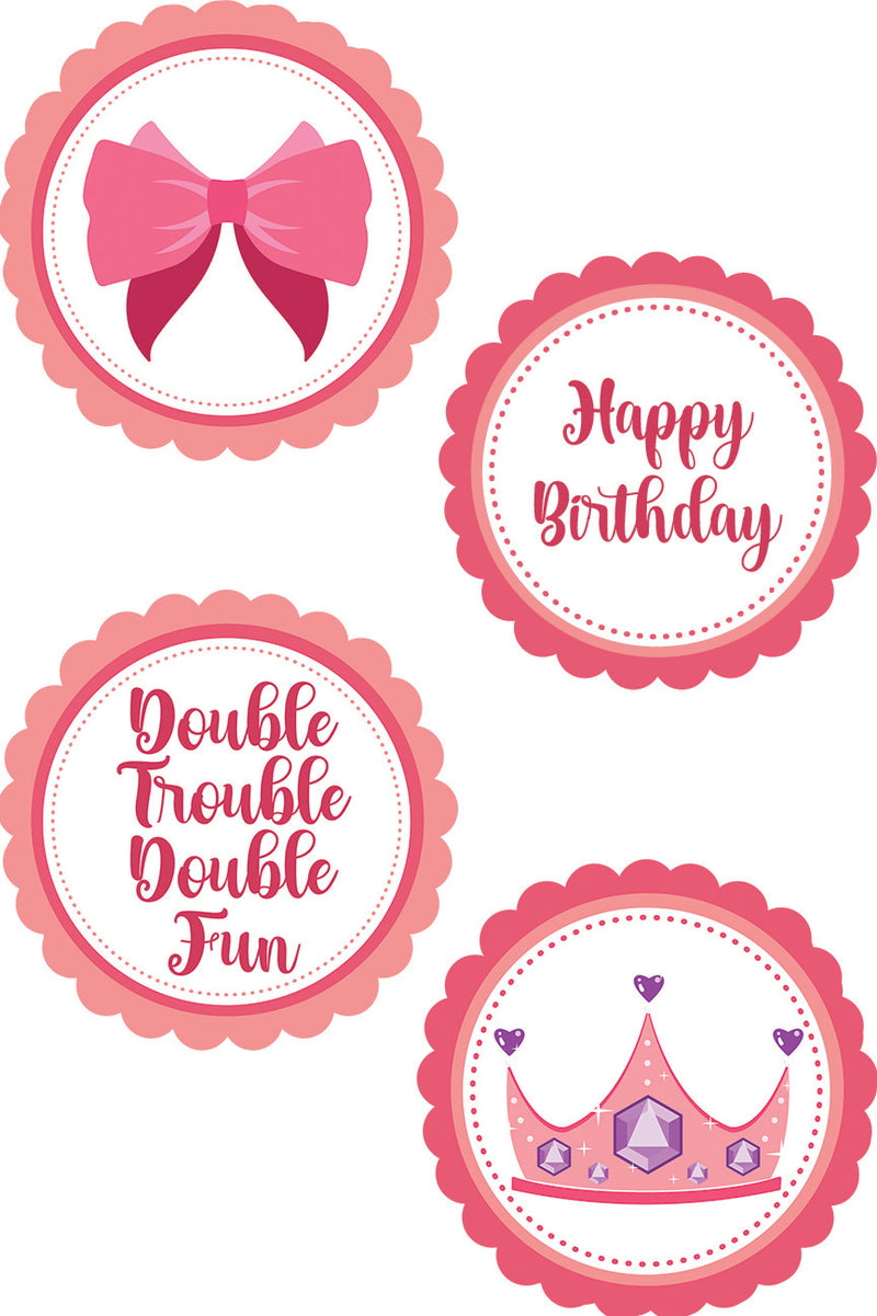 Twin Girls Birthday Party Paper Decorative Straws