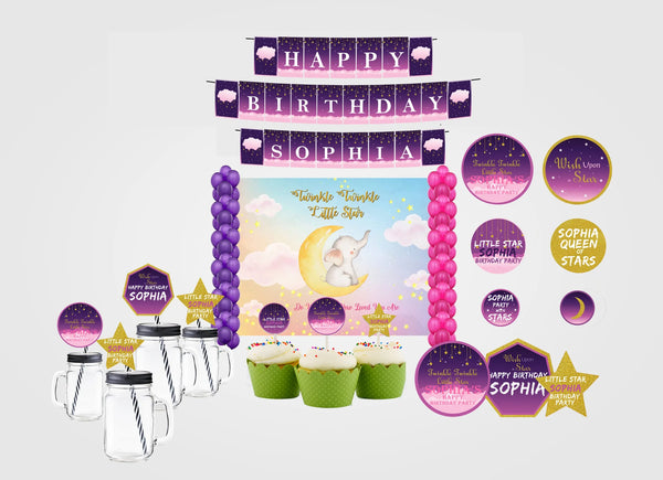 Twinkle Twinkle Little Star Theme Birthday Complete Personalize Party Kit