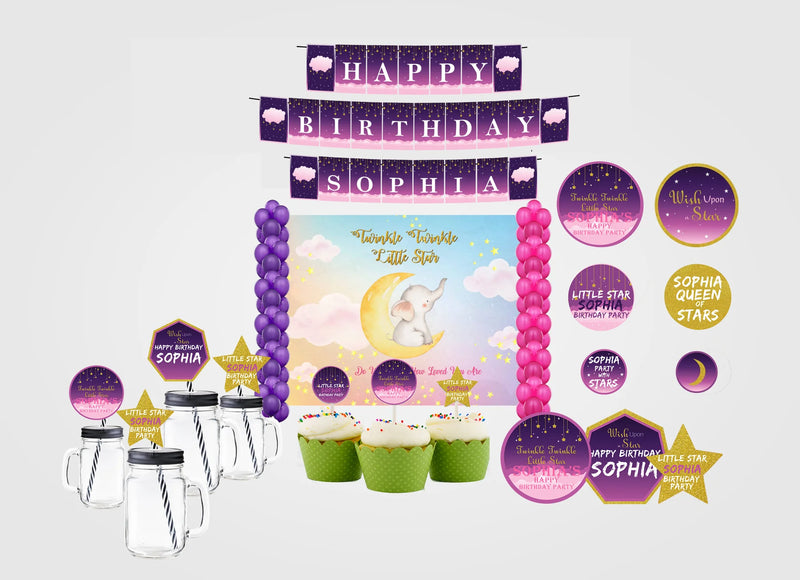 Twinkle Twinkle Little Star Theme Birthday Complete Personalize Party Kit