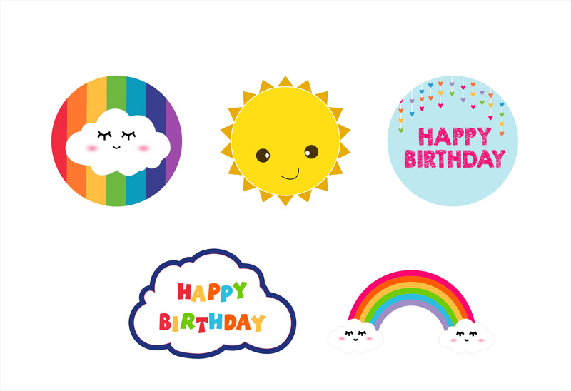 Rainbow Theme Birthday Party Cutouts