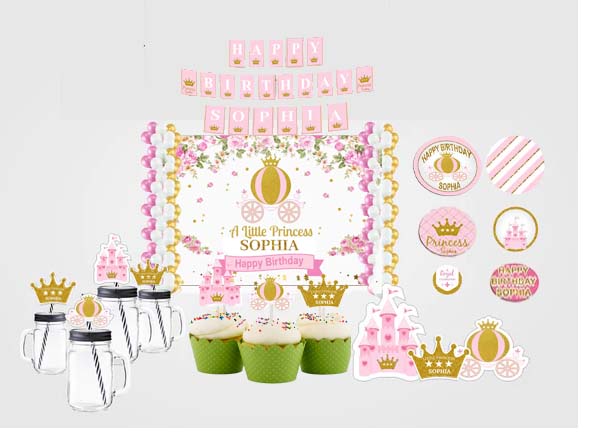 Princess Theme Birthday Complete Personalize Party Kit