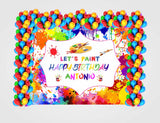 Art and Paint Birthday Party Decoration Kit With Personalized Backdrop.