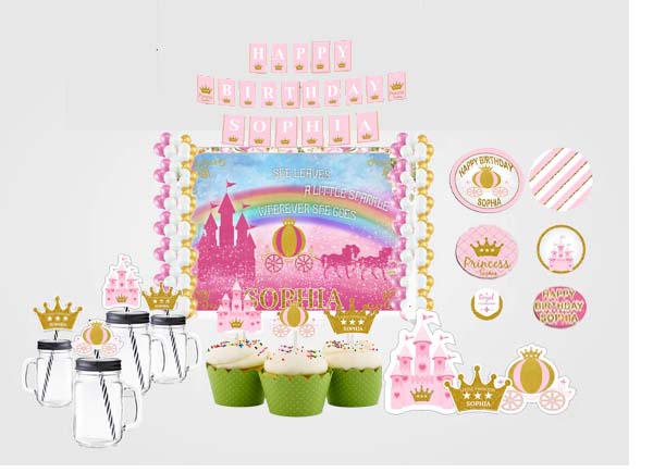 Princess Theme Birthday Complete Personalize Party Kit