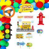 Wheels on the Bus Theme Party Complete Set for Decoration with Personalized Backdrop